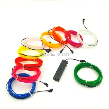 

Newet DC-3V Inverter+2.3mm-skirt 3Meter 10 Color Choose Flexible EL Wire Sound Active LED Neon Holiday Light For Festival Decor
