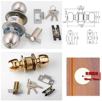 

Brush Gold Ball Style Door Lock Knob Privacy Bed Bath Lockset Outside Keyed Inside Thumb Push Latch (Door Thickness 35-48mm)