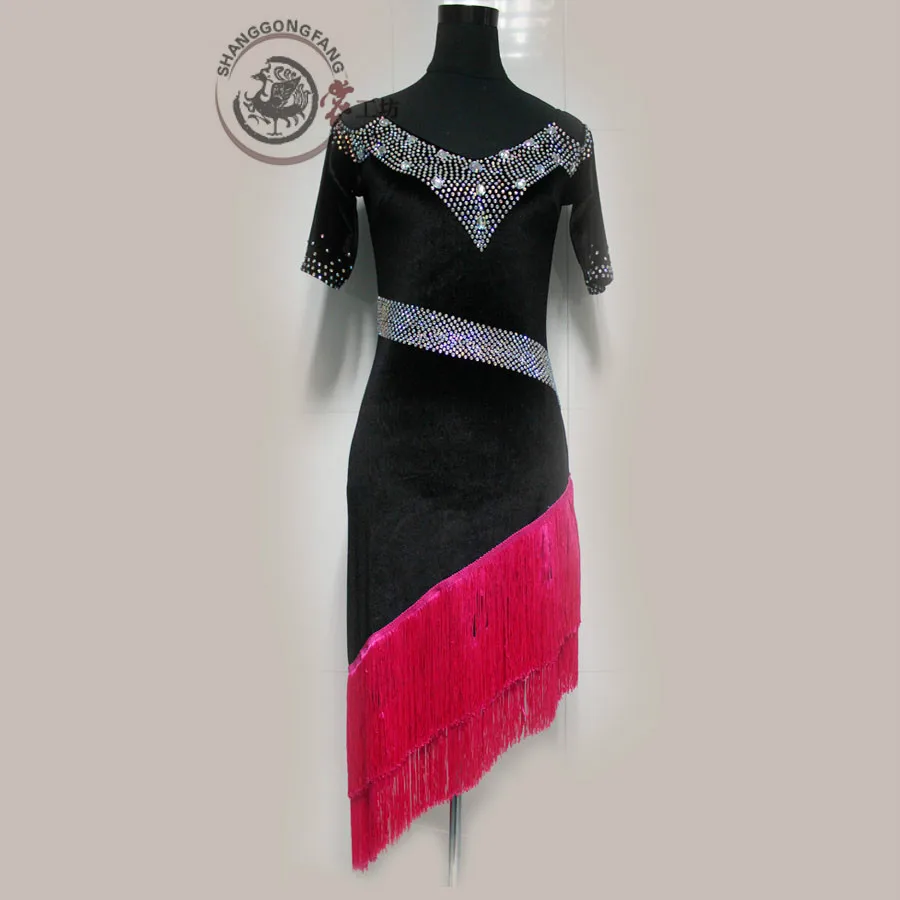 

New style Latin dance costume sexy diamond Flannel latin dance dress for women children latin dance competition dresses S-4XL