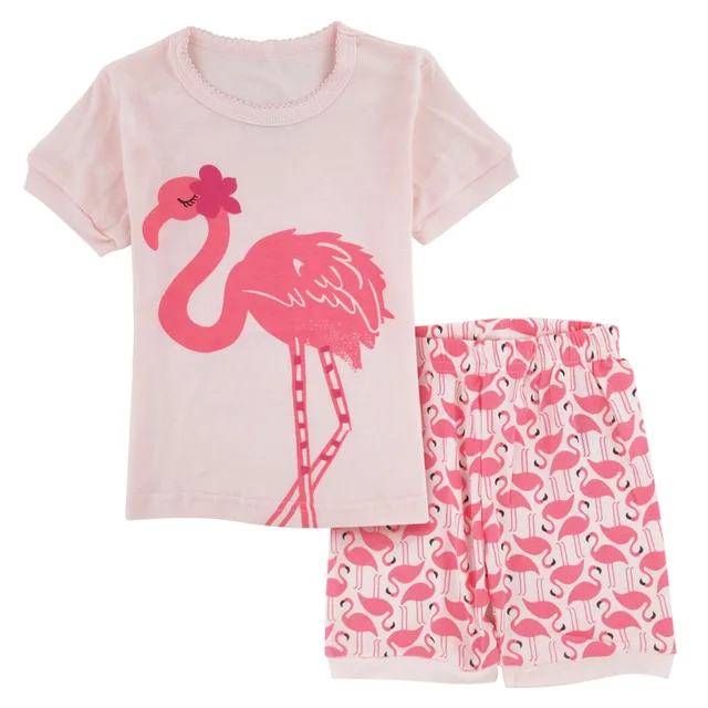 Kids Pajamas For Girls Flamingos Pajama Child Cartoon Summer Sleepwear