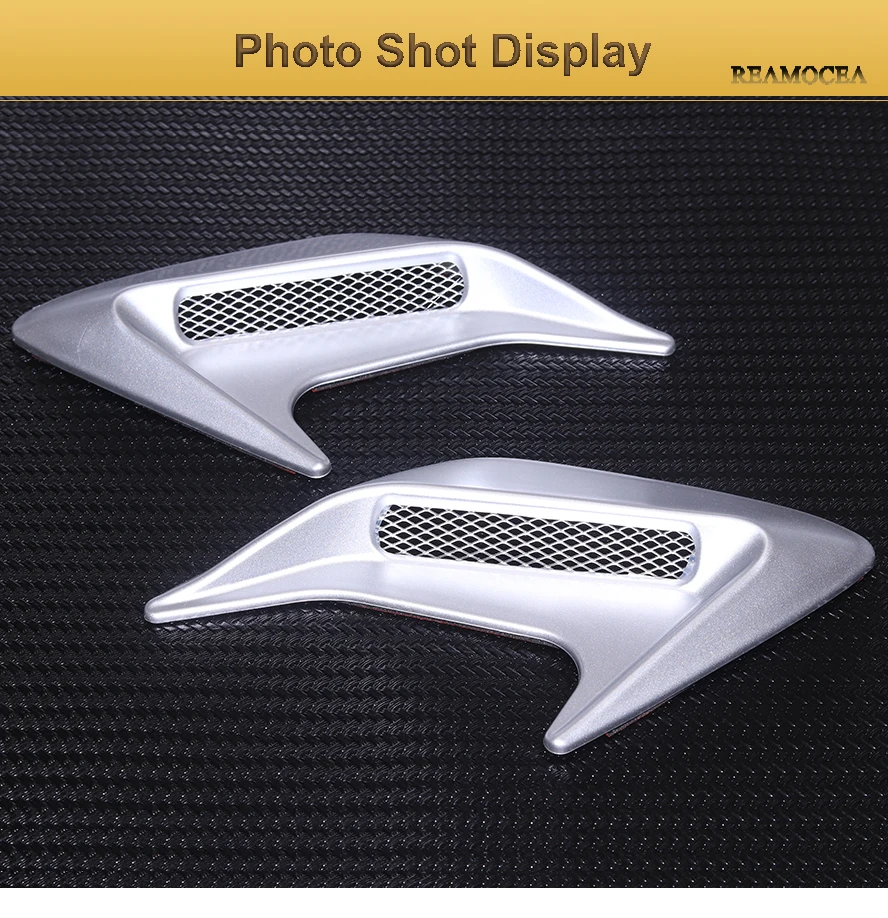 Reamocea 2Pcs Silver Car Side Air Vent Fender Cover Hole Intake Duct Flow Grille Decoration Sticker For VW Audi BMW Honda Benz (10)