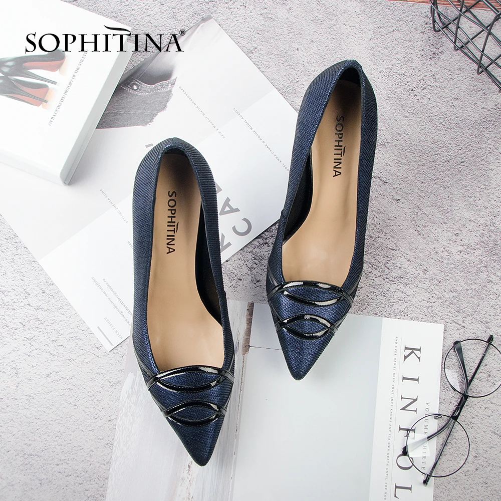 SOPHITINA 2019 Spring New High-quality Slip-on Pumps Sexy Pointed Toe Super High Heel Party Mature Fashion Female Shoes MC129