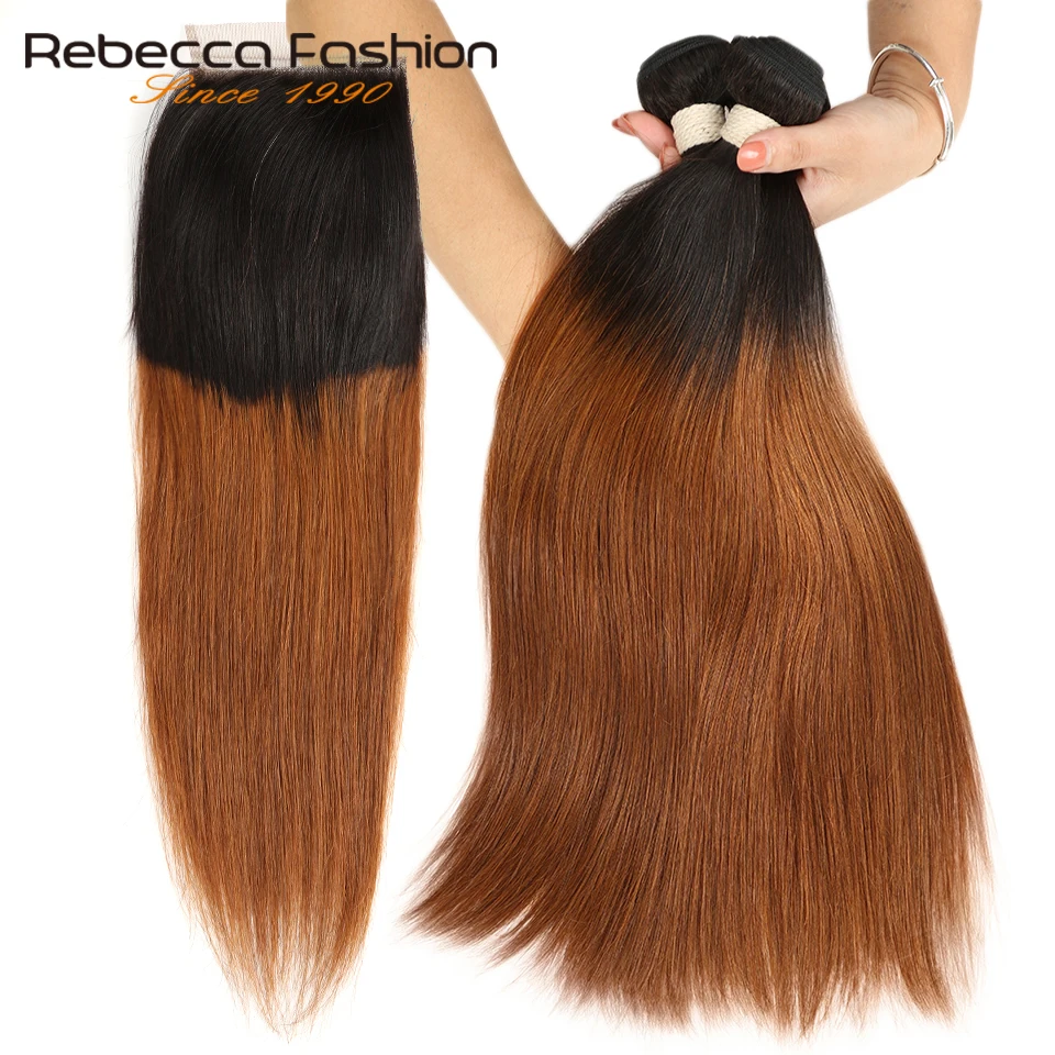 Rebecca Ombre Bundles With Closure Two Tone 1B/99J 1B/27 1B/30 Colors Brazilian Straight Hair 3 4 Bundles With Closure Rebecca Ombre Bundles With Closure Two Tone 1B/99J 1B/27 1B/30 Colors Brazilian Straight Hair 3 4 Bundles With Closure