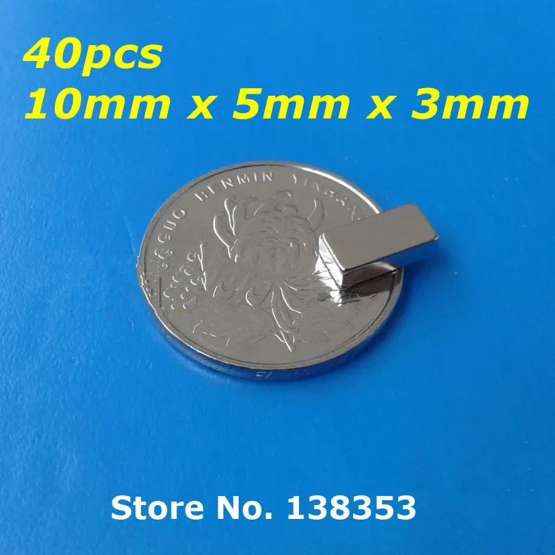 40pcs Bulk Super Strong Neodymium Rectangle Block 10mm x 5mm x 3mm N35 Rare Earth NdFeB