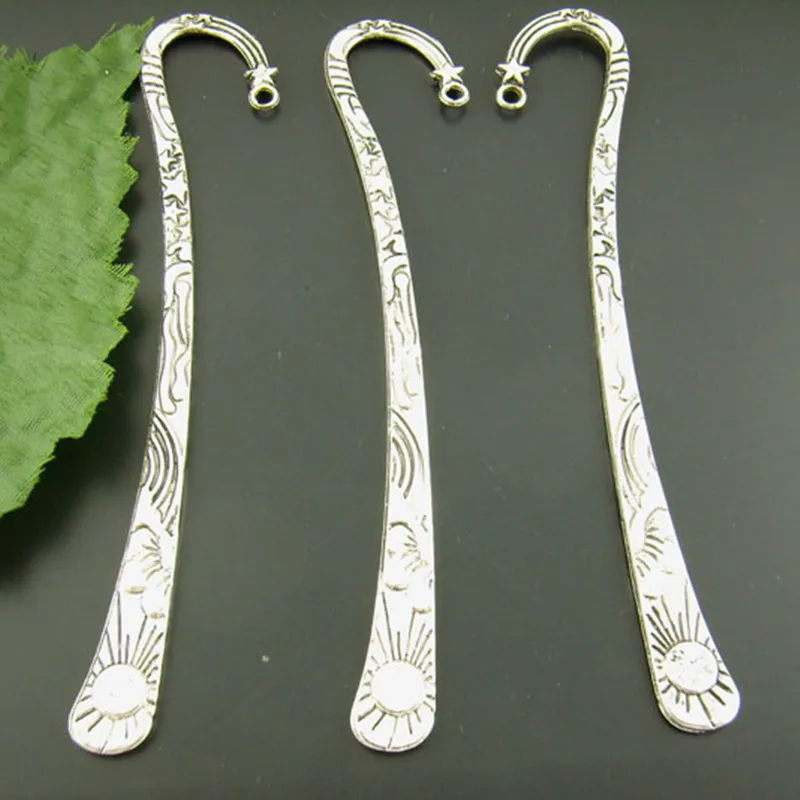 20Pcs Antique Silver Tone Metal Bookmarks For Books Sun Pattern Jewelry