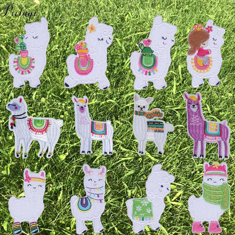

Pulaqi Hot Melt Adhesive patches Cartoon Animal Embroidery Patch Sheep Clothes Stickers Iron on Patches DIY Clothing Accessory