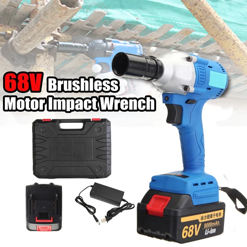 

High Quality 21-68V 220V Electric Cordless Impact Wrench Brushless Motor High Torque 3 Speed Torque 330 Nm 3200r/min +2 Battery