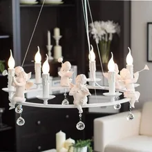 Подвесные светильники в скандинавском стиле с белыми ангелами, подвесные светильники для дома, внутреннего освещения, для детей, для спальни, для фойе, для столовой, подвесные лампы D80cm