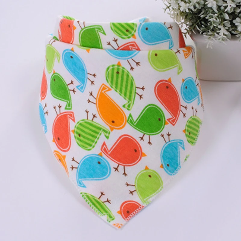 1Pcs Double Layers Cotton Baby Bibs Baby Bandana Bibs Burp Cloths Newborn Triangle Scarf character Animal Towel Stuff babador