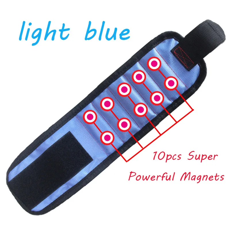 Geoeon полиэстер магнитный браслет портативный инструмент сумка электрик запястье инструмент ремень хранения винты гвозди дрель различные инструменты D28 - Цвет: light blue