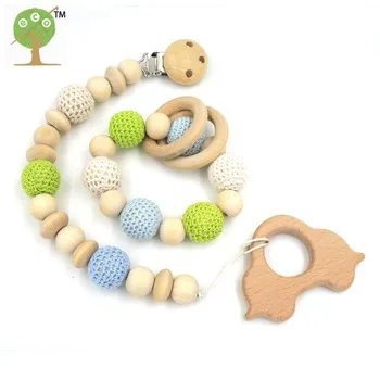 Set of green pale blue baby toy pacifier clip nursing toy dummy holder natural color silk cord baby boy newborn gift NT178