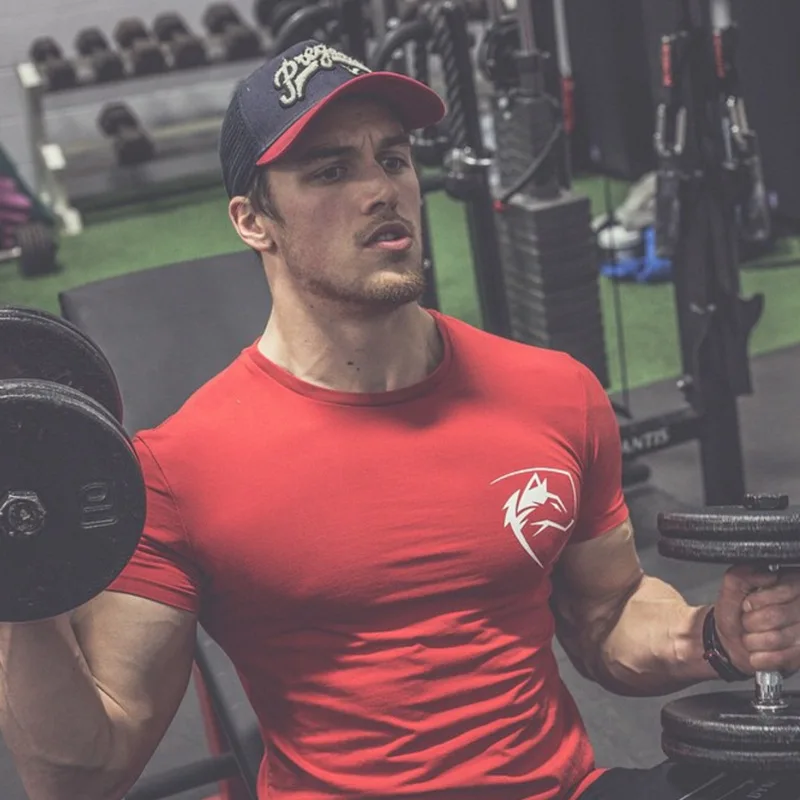 

Breathable Rashgard Cotton Gym Sport Shirt Men Fitness Workout Training Short Sleeve T-shirts O-Neck Running Shirt Men Tee Tops