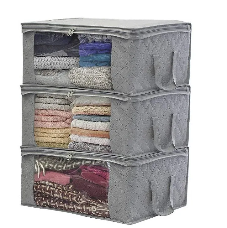 

Non-woven Fabric Under Bed Wardrobe Storage Bag Foldable Portable Clothes Storage Box Quilt Storage Container Bag Organizer