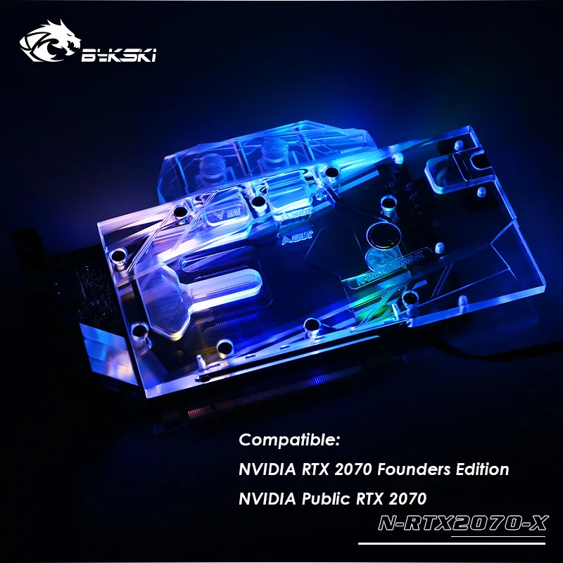 Bykski GPU cooler fit NVIDIA RTX 2070 Founders Edition Card, блок водяного охлаждения RGB RBW светильник N-RTX2070-X