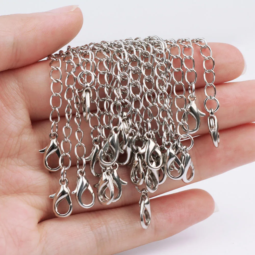 

20 X Silver Plated Necklace Chain Extenders Findings Necklace Double Clip on Extender Chains DIY Jewelry Findings