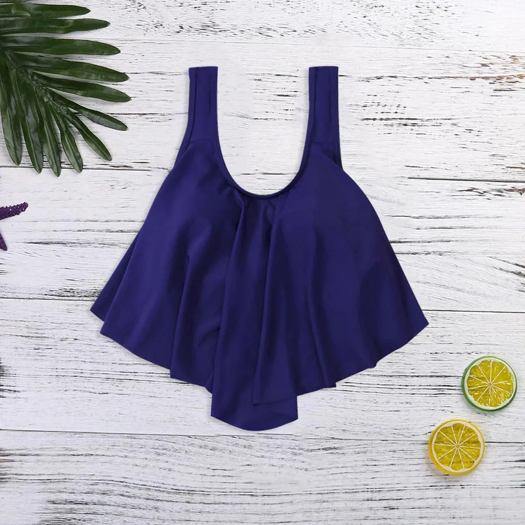 

Women Bathing Suits Top Ruffled With High Waisted Bottom Bikini Set