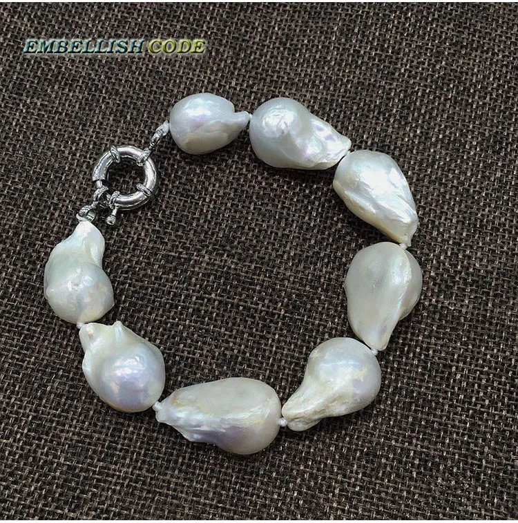 Горячая ожерелье браслет набор большой размер барокко неправильный белый цвет ядро пламебол ФОРМА натуральный пресноводный жемчуг специальный