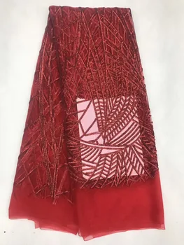 

New style Nigerian lace fabrics embroidery sequin fabric for party dress high quality 2019 african net lace fabric JL151