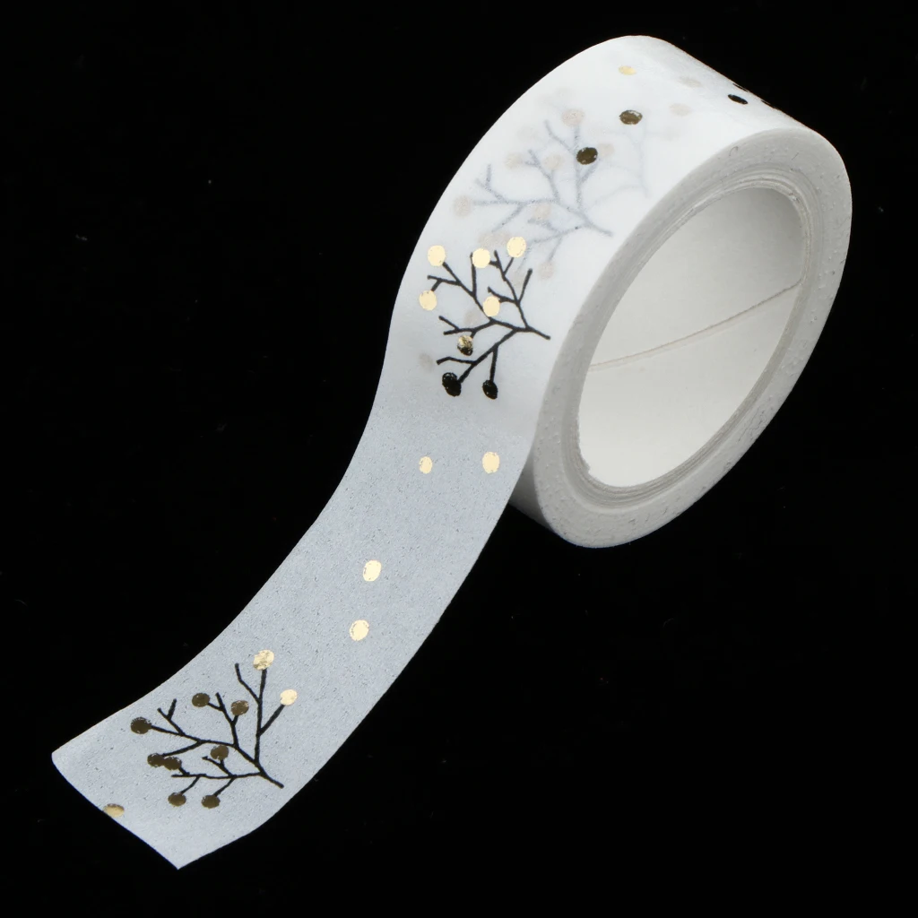 5 Meters/ Roll DIY Hot Gold Flower Washi Tape Decorative Sticky Paper