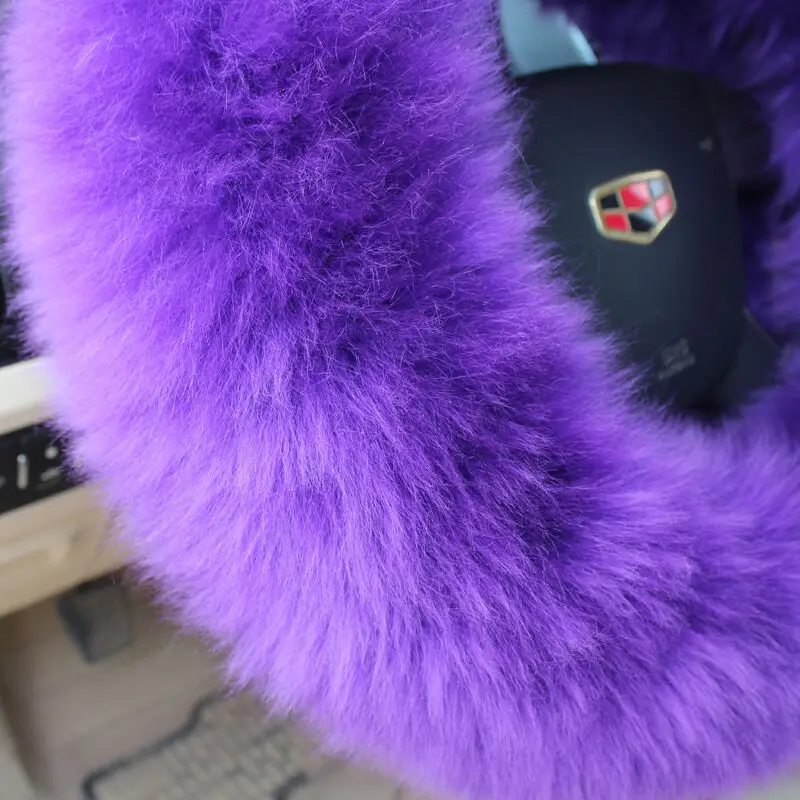 США 1 Набор плюшевый пушистый чехол на руль фиолетовая Шерстяная накладка на руль