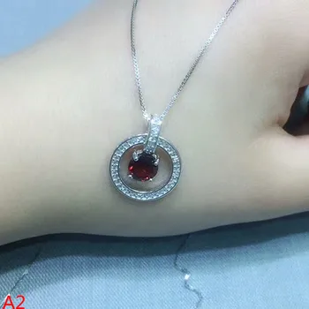 

KJJEAXCMY boutique jewels 925 pure silver inlaid garnet Pendant + Necklace Jewelry C
