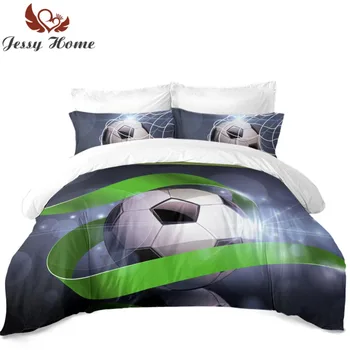 

3/4Pcs Football Bedding Set Green Duvet Cover Flat Sheet with Two Pillowcases Customize Bed Cover Twin Full