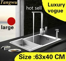 Envío Gratis apartamento cocina de alta calidad manual fregadero único a través de los platos de acero inoxidable 304 Venta caliente gran 63x40 CM