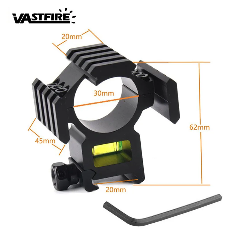 

30mm Weaver Riflescope with Bubble Level Hunting Rings Scope Mount Adapter for 20mm 3 Picatinny Rail Gun/flashlight/Sight pipe