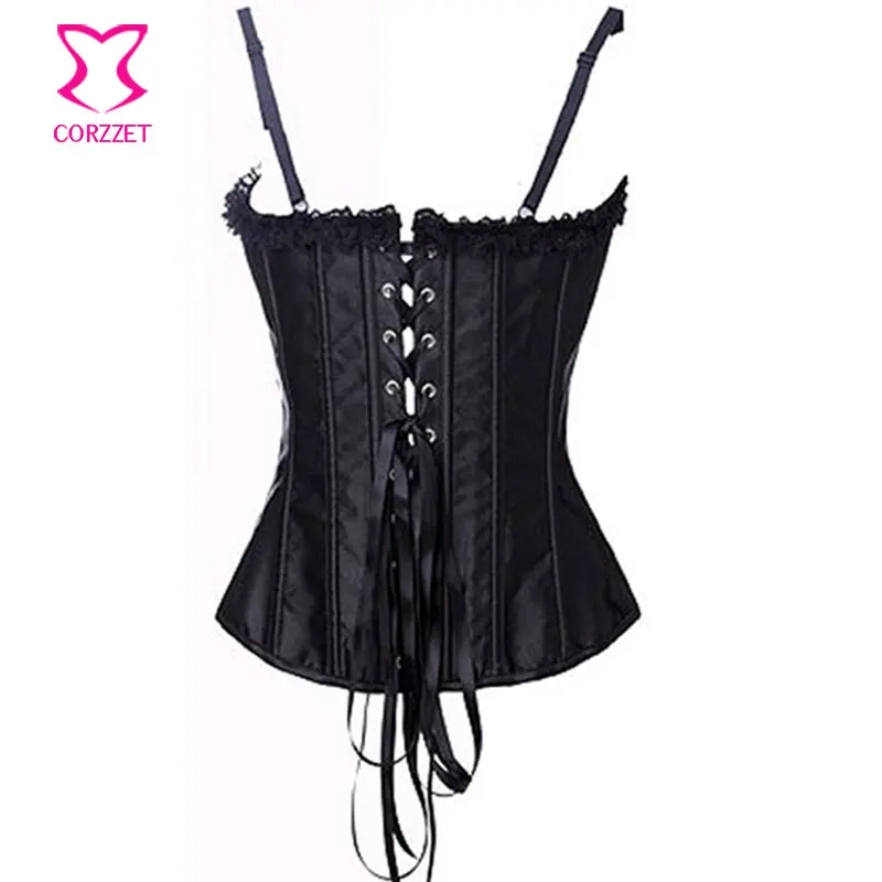 Hot Red Lips Pattern Black Satin Overbust Gothic Corset Dress Burlesque Bustier Tutu Skirt Corpetes E Espartilhos Para Festa Hot Red Lips Pattern Black Satin Overbust Gothic Corset Dress Burlesque Bustier Tutu Skirt Corpetes E Espartilhos Para Festa