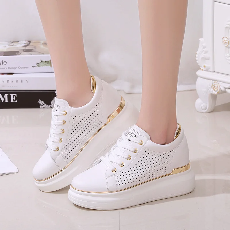 Summer White Sneakers Shoes Woman Ladies Casual Shoes Hidden Wedge Heels Women's Wedges Platform Sneakers Shoes For Women