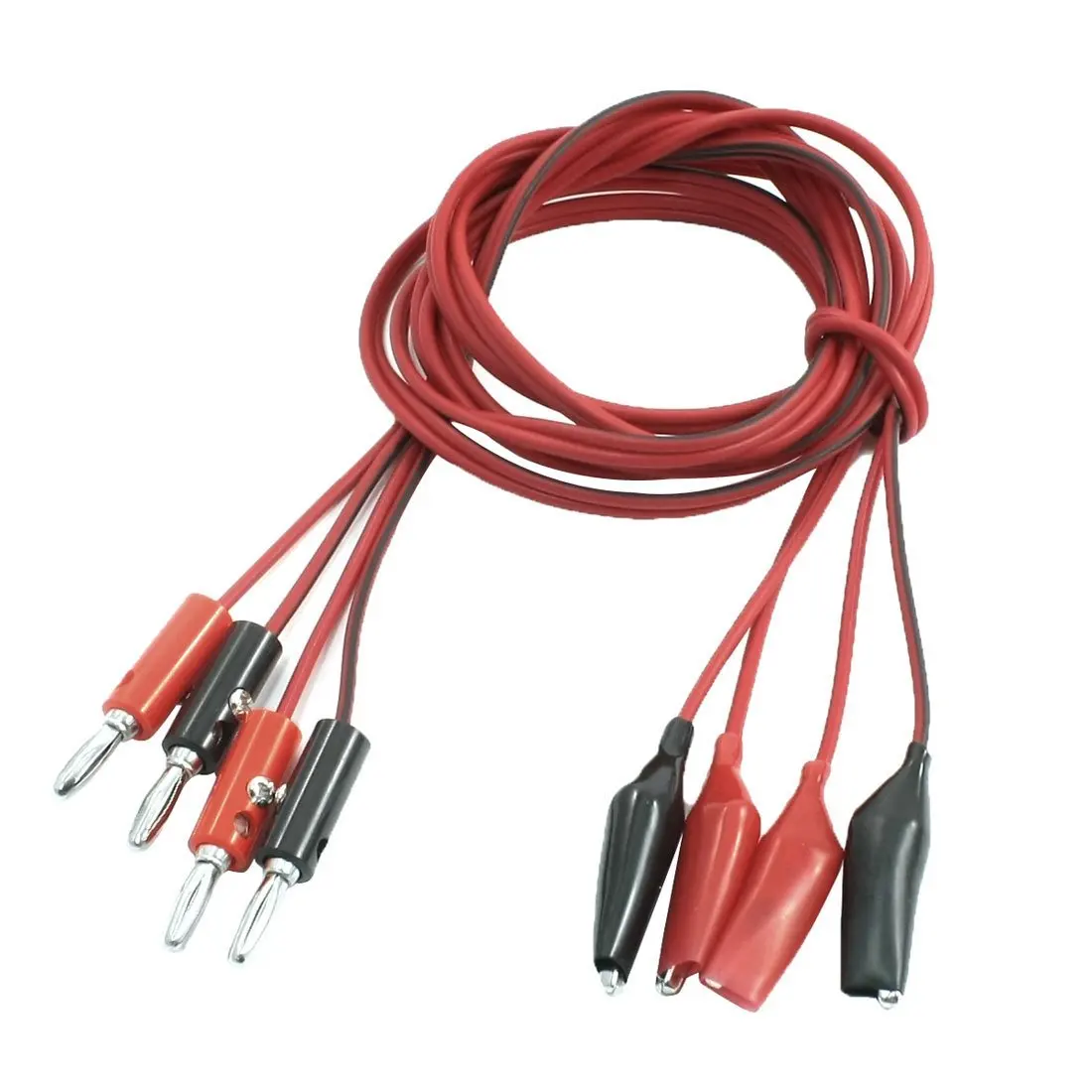 Brand New 2 Pair Alligator Test Lead Clip to Male Banana Plug Cord Cable 1M Red+Black | Обустройство дома
