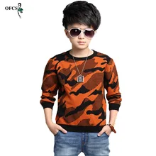 Ofcs/осенние детские свитера для больших мальчиков, топ с камуфляжным принтом, верхняя одежда трикотажная одежда для маленьких детей трикотажная одежда для детей-подростков от 5 до 16 лет