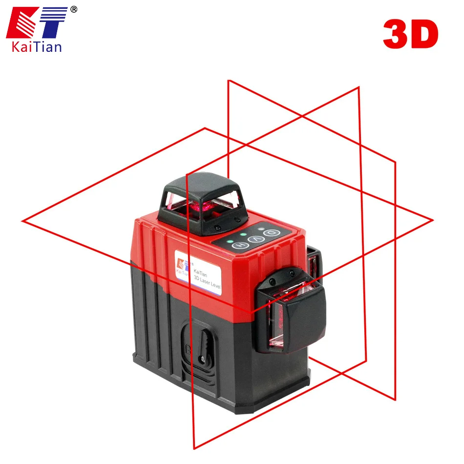 KaiTian 12Lines 3D5 Laser Level Self-Leveling 360 Horizontal And Vertical with Outdoor Tilt Function Cross Red Laser Beam Line