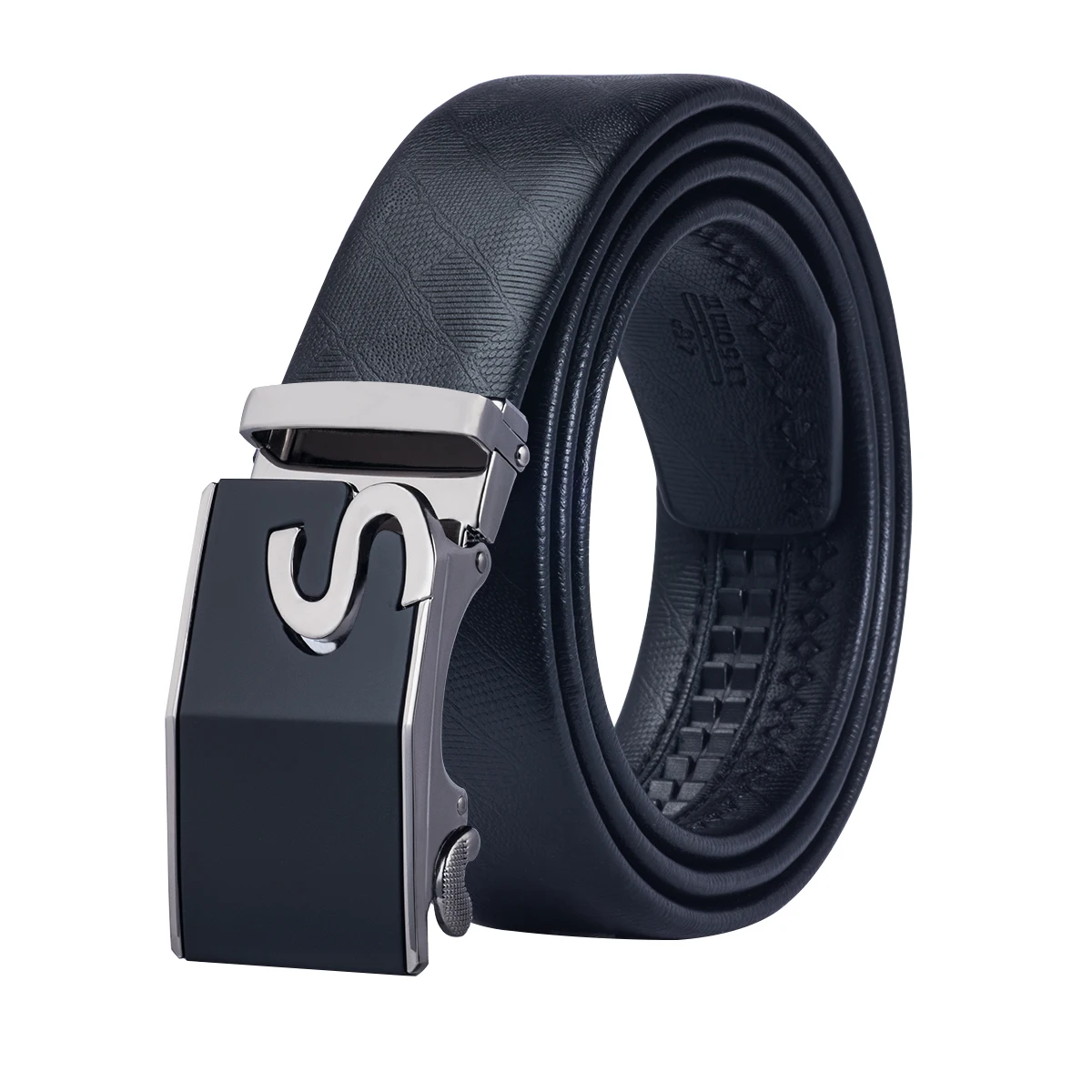 DK 23 Top Quality Mens Belt Formal Designer Black Solid Leather Business Belt for Suit Automatic ...