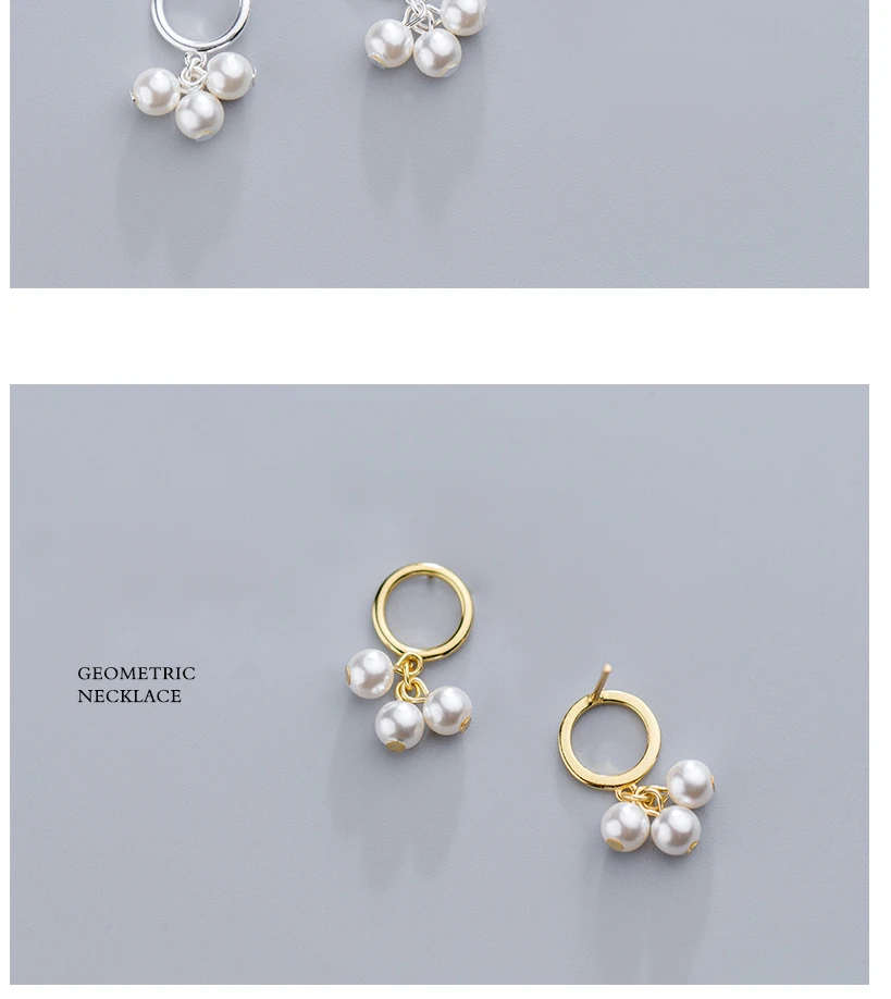 Korea 925 Sterling Silver Round Simulated Pearl Statement Geometric Fashion Drop Earrings For Women Bride Wedding Jewelry Brinco (5)