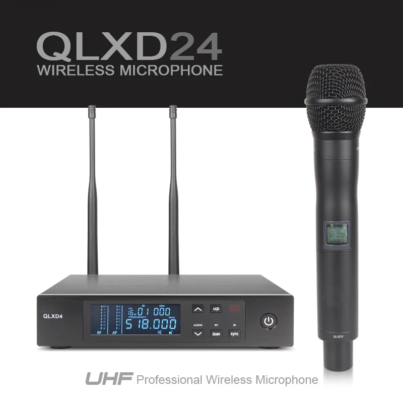 

New arrival QLX-D24 QLXD24 QLXD2 True Diversity Digital Wireless Handheld Microphone System with Aluminum box!!!