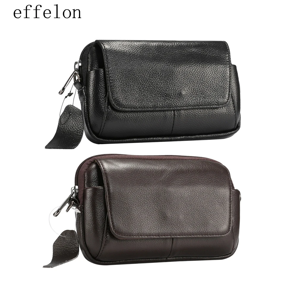 

Genuine Leather Waist Bag Belt Pouch for Samsung for iphone Case Shoulder Bag for Below 6.5'' Smart Phones Fashion Men Hand Bag