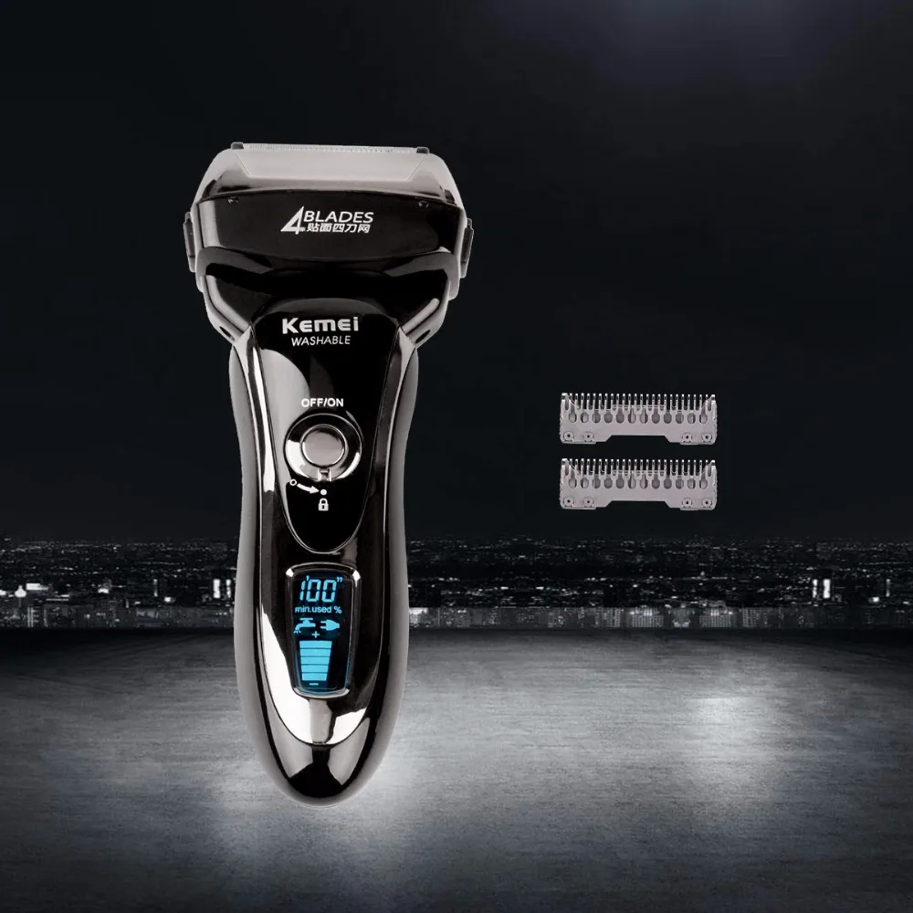 100-240V 4 Blade Rechargeable Electric Shaver For Men Wet & Dry 4D Reciprocating Razor Beard Trimmer Face Shaving Machine LCD 100-240V 4 Blade Rechargeable Electric Shaver For Men Wet & Dry 4D Reciprocating Razor Beard Trimmer Face Shaving Machine LCD