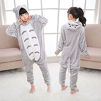 Baby Boys Girls Pajamas Autumn Winter Children Flannel Warm animal penguin Stitch panda Onesie Sleepwear Pajamas for 3 5 7 9 12Y - Цвет: as picture