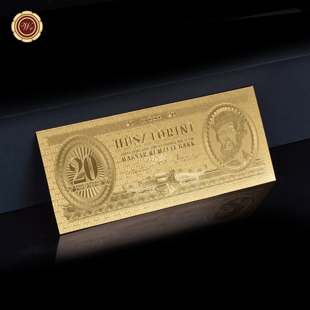 

WR Hungarian 20 Forint Gold Banknote In Metal Crafts Foil Bill Paper Money Beautifully Decorated Business Gift Home Decor