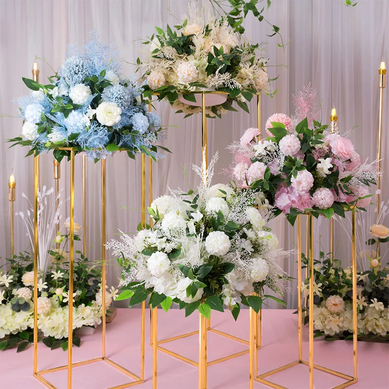 

Wedding scene layout wrought iron road frame gold-plated geometric shelf rectangular road lead wedding props window display