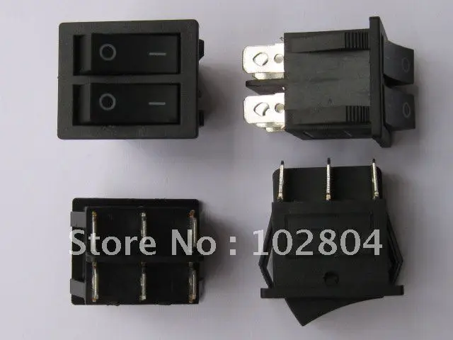 

Rocker Switch KCD3 Black Terminal 6pin 15A 250V 20A 125V 30 pcs per Lot