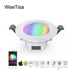 Smart LED Downlight Bluetooth RGBCCT 5W AC 110V 220V Dimmable Spot Light APP Control LED Magic Mesh Recessed Light Bulb Lamps