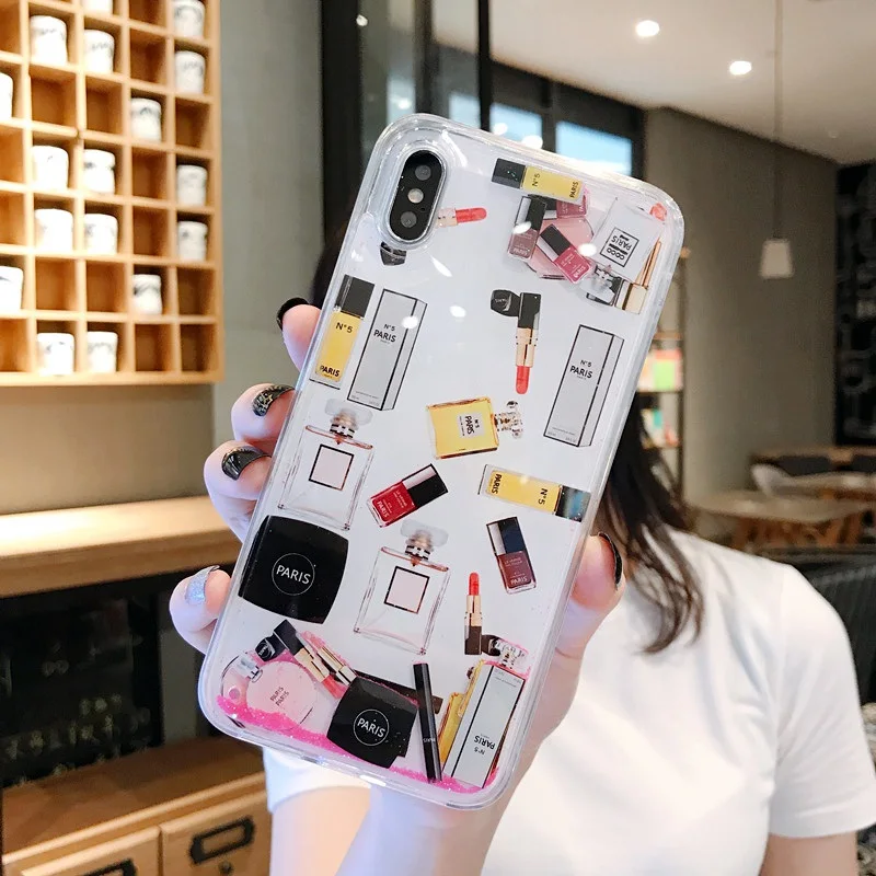 Чехол Quicksand Capinha для iPhone 7 8 6s Plus Косметика макияжа динамическая жидкая жесткая