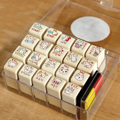 

Cute cat style seal kit contains inkpad stamps 20pcs/set 1.5*1.5*3com free shipping