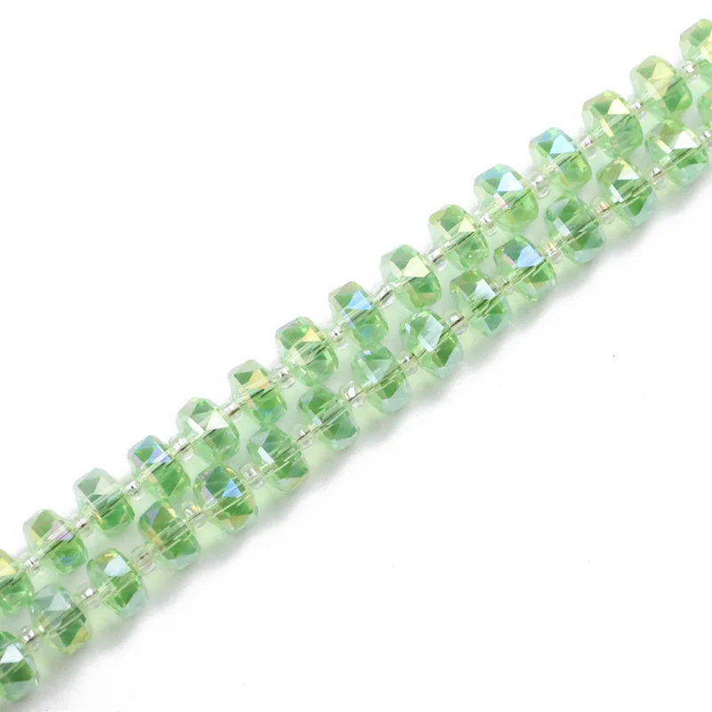 JHNBY бусины в форме колеса с австрийскими кристаллами плоские круглые 8x6 мм 50 шт стеклянные бусины для ювелирные изделия, изготовление браслетов, аксессуары DIY - Цвет: Light Green