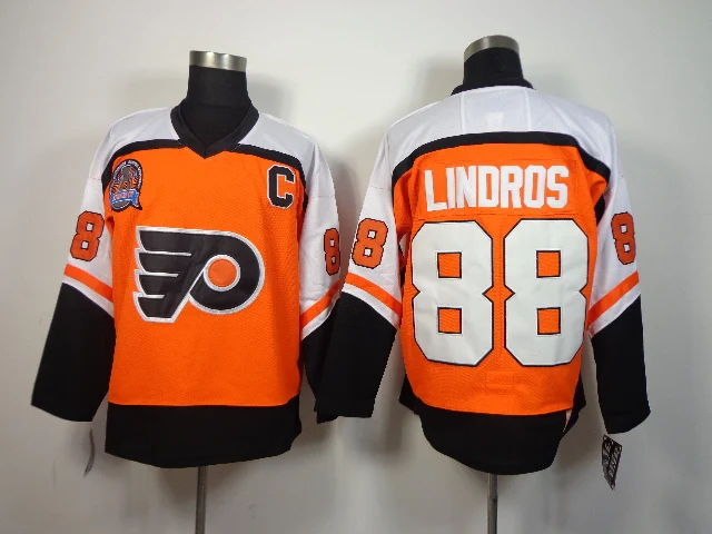 philadelphia flyers 88 eric lindros stanley cup orange throwback ccm eric lindros orange flyers ccm jersey