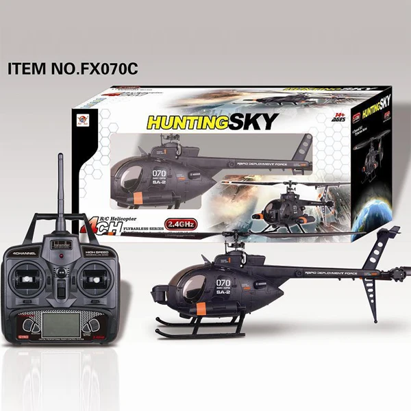 FX070C 2,4G 4CH 6-Axis Gyro Flybarless MD500 масштаба р/у вертолет со стальным корпусом и передатчик