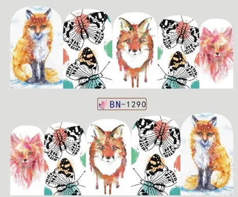 

Nail Art Sticker Water Decals Nails Tattoo Slider Stickers Butterfly Wolf Fox Designs Decoration Manicure Pegatina Foil Wraps