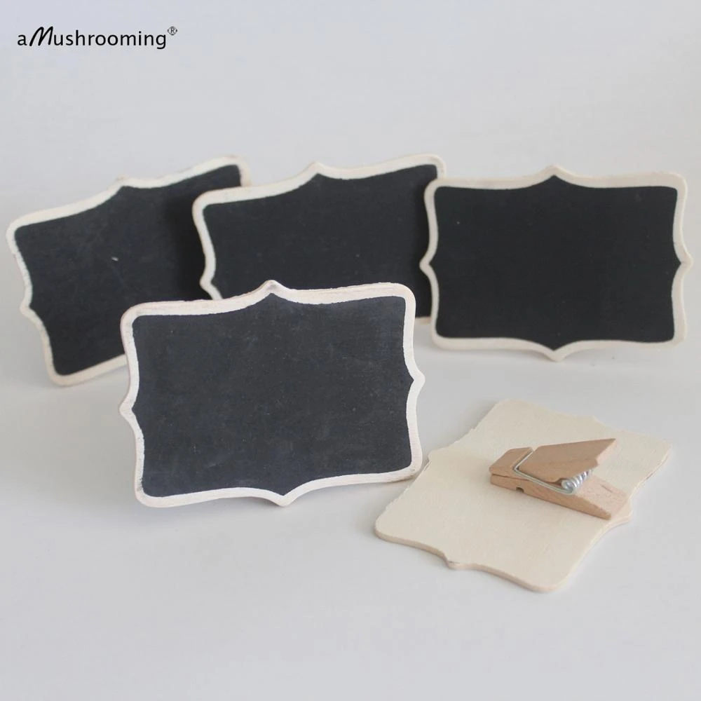 Set of 10 Pieces Fancy Shield Short Food Label White Wedding Black  Chalkboard Stand Table Number name Card Buffet Sign Marker